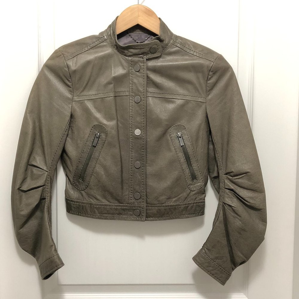 ✨HOST PICK✨ BCBGMaxAzria (Lead) Crop Moto Leather Jacket - Size XXS